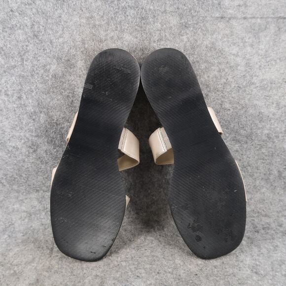 Liz Cole Shoes Womens 8 Sandals Wedge Slides Leather Slip On Double Strap Retro - Picture 9 of 11